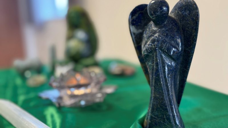 A crystal angel on an angel altar.